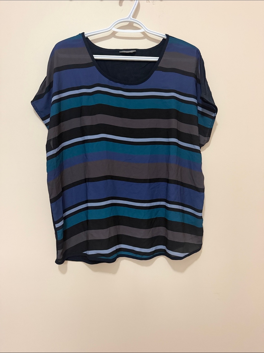 Denver Hayes Navy, Teal & Gray Striped Short-Sleeve Tee
